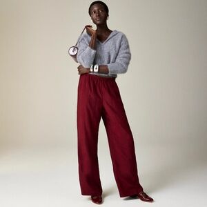 JCREW Size M Stratus Pant in Textured Satin - Burgundy $148 CC472